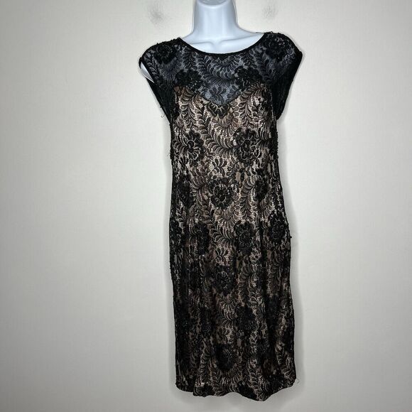 Sue Wong Dress Womens Size 2 Beaded Lace Mesh Overlay Black Whimsigoth - Picture 12 of 16